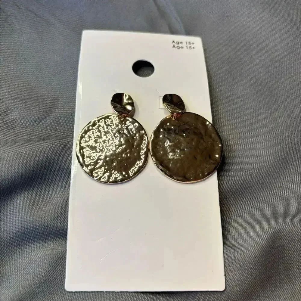 NEW Goldtone Disc Earrings NWT